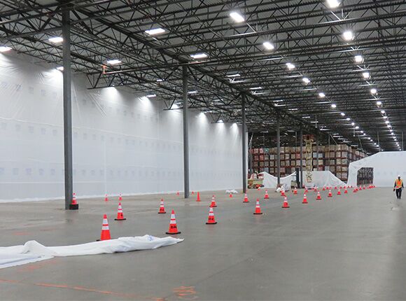 temporary enclosures for construction protecting facilities from construction dust