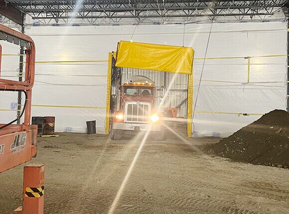 Interior Walls showing a truck fitting through a door